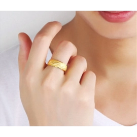 Gold 14 K Ring for Man Luxury Engraving Dragon Adjustable Ring Fashion Jewelry Male Two Color Yellow/White Gold Finger Ring Gift