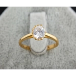 Ever Fade 14K Gold Ring for Women Solitaire 1.0ct Round Cut Zirconia Diamond Wedding Band Bridal Flower Jewelry Nose Rings