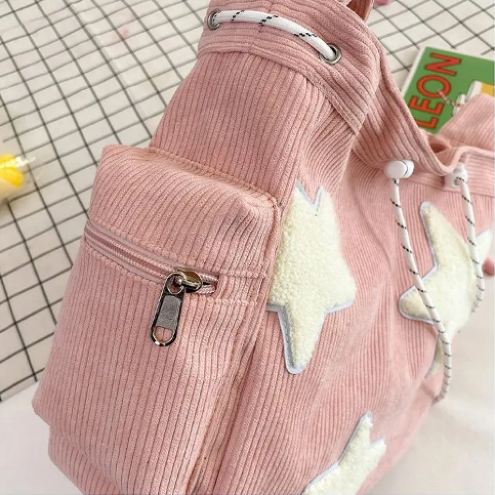 Niche Design Handbag Star Female Student Large Capacity Commuting Tote Corduroy Shoulder Crossbody Bag 2023 New
