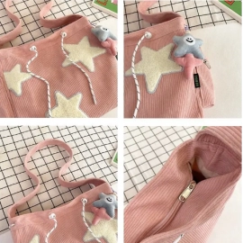 Niche Design Handbag Star Female Student Large Capacity Commuting Tote Corduroy Shoulder Crossbody Bag 2023 New
