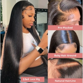 Bone Straight 360 Full Lace Wig Human Hair Pre Plucked Brazilian Hd Lace Frontal Wigs For Women 13x4 HD Lace Frontal Wig 250%