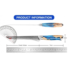 Professional Damascus Steel Boning Knife 6Inch Boning Fillet Knife Resin Stable Wooden Handle Boneless Sliced Fish Sashimi Knife