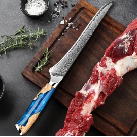 Professional Damascus Steel Boning Knife 6Inch Boning Fillet Knife Resin Stable Wooden Handle Boneless Sliced Fish Sashimi Knife