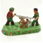[Funny] Adult Collection Retro Wind up toy Metal Tin Saw woodworking sawyer man Mechanical Clockwork toy figures model kids gift