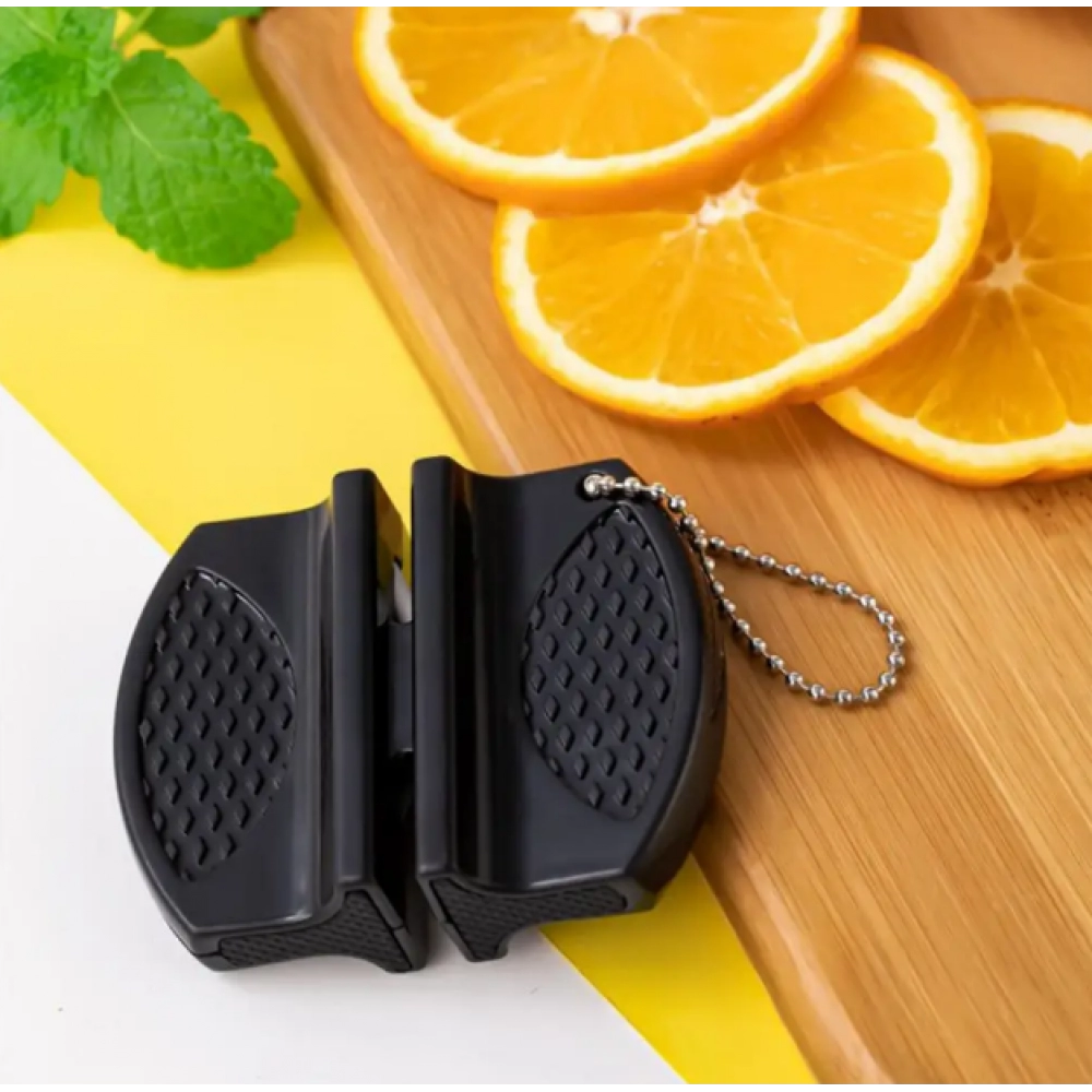 Knife Sharpener Handheld Multi-function 2 Stages Type Quick Sharpening Tool Portable Non-slip Base Camping Kitchen Gadget
