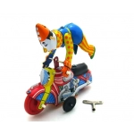 [Funny] Adult Collection Retro Wind up toy Metal Tin clown on a moroncycle show acrobatics Clockwork toy figures vintage toy